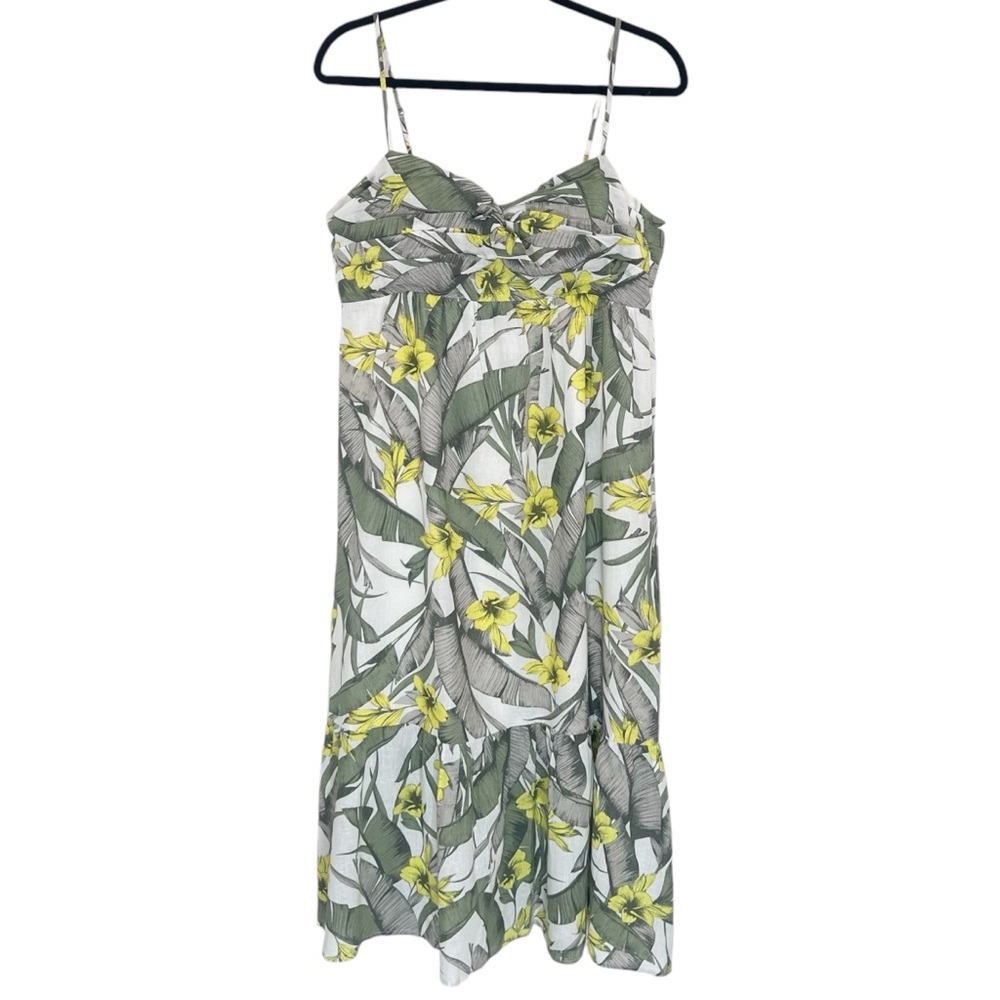 Banana Republic Factory Floral Print Linen Blend Ruffle Hem Midi Dress Size 12